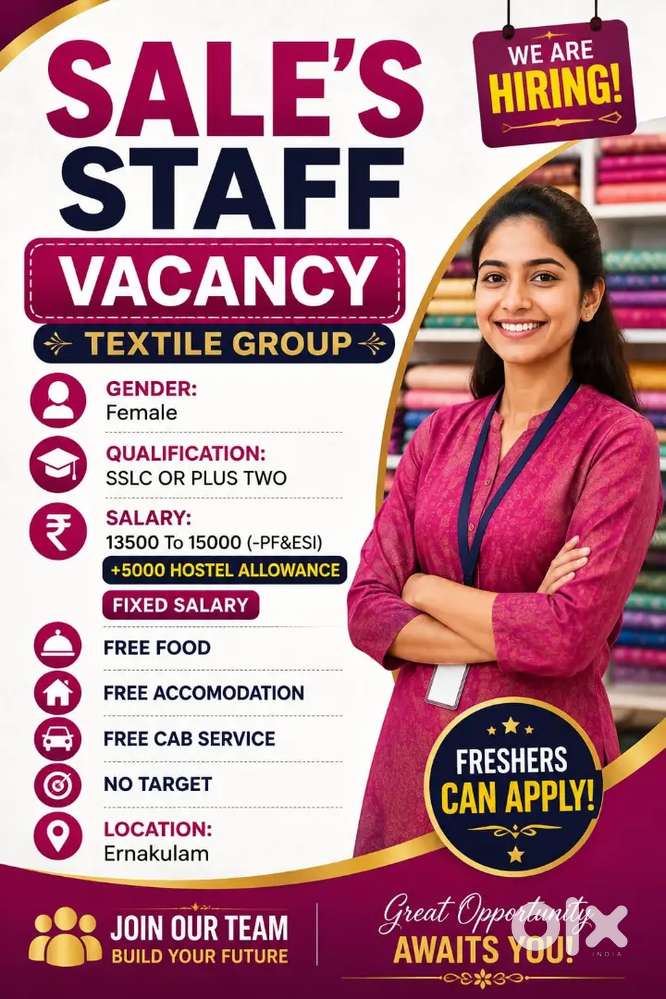 SALES GIRLS IN ERNAKULAM  VACANCY