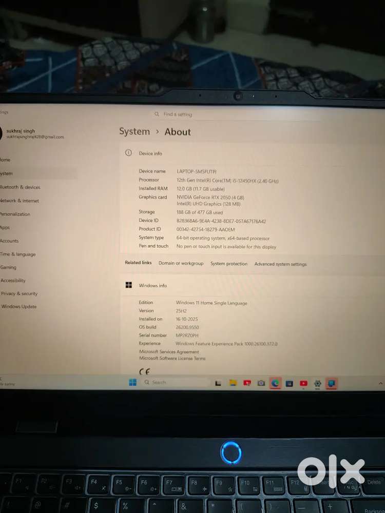 Lenovo LOQ Gaming Laptop (i5 12th Gen HX, RTX 2050, 12GB RAM) Mint Con
