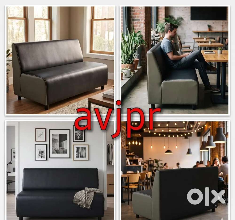New 2 Seater Cafe Restaurant Office Sofa | Black Leather Sofa 4999