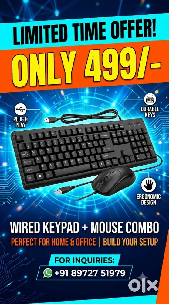 Zebronics Wired Keyboard and Mouse Combo with 104 Keys and a USB Mouse