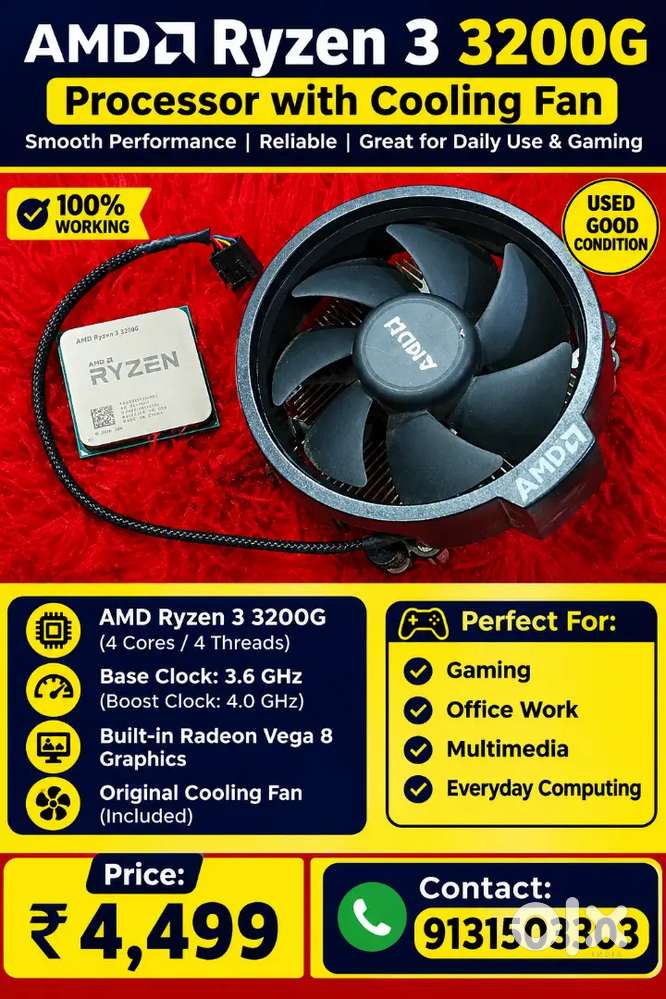 Ryzen 3 3200G Gaming Processor With cooling Fan A+++ Condition