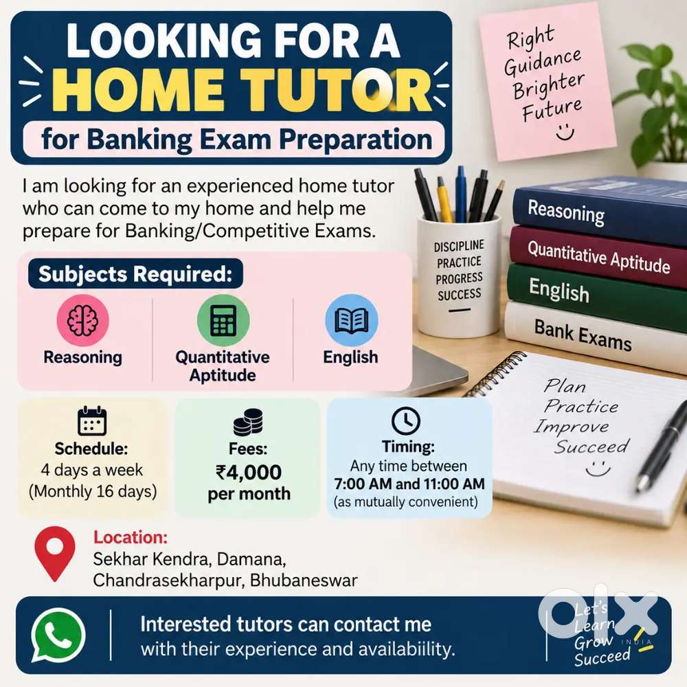 &ldquo;Experienced Banking Exam Tutor Required &ndash; Home Tuition&rdquo;