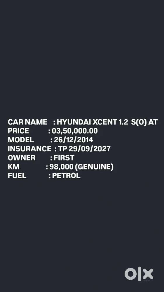 Hyundai Xcent S Automatic 1.2 (o), 2014, Petrol