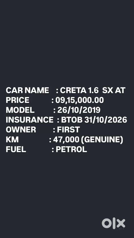 Hyundai Creta 1.6 Sx Automatic, 2019, Petrol