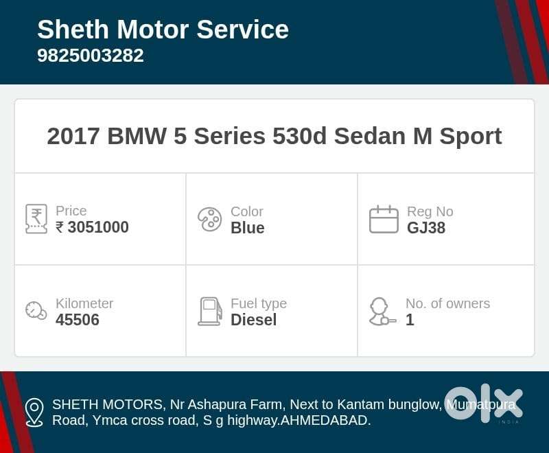 Bmw 5 Series 3.0 530d M Sport, 2017, Diesel