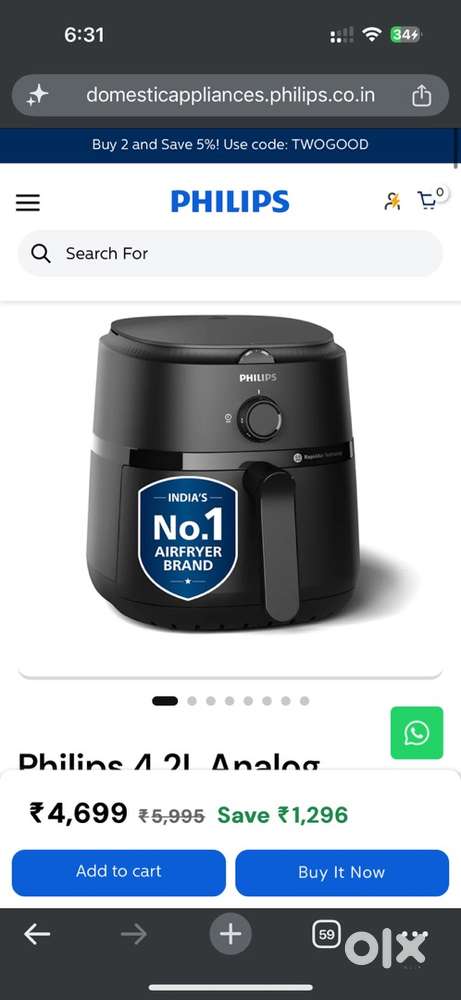 Philips 4.2L Analog Airfryer - NA120/00
