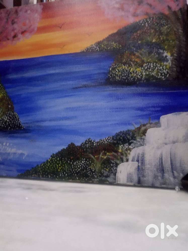 Handmade Wall Landscape Painting &ndash; Sunset Lake View |