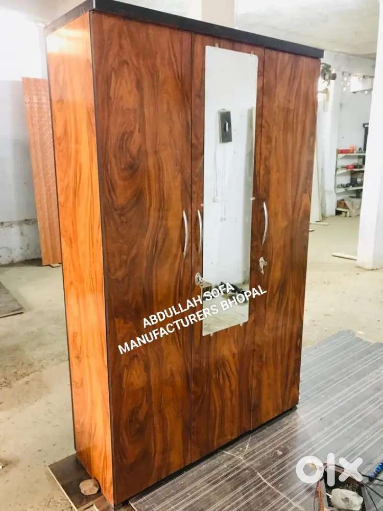 3 DOOR WOODEN WARDROBE/ALMIRAH BROWN TEXTURE DIRECT FACTORY OUTLET