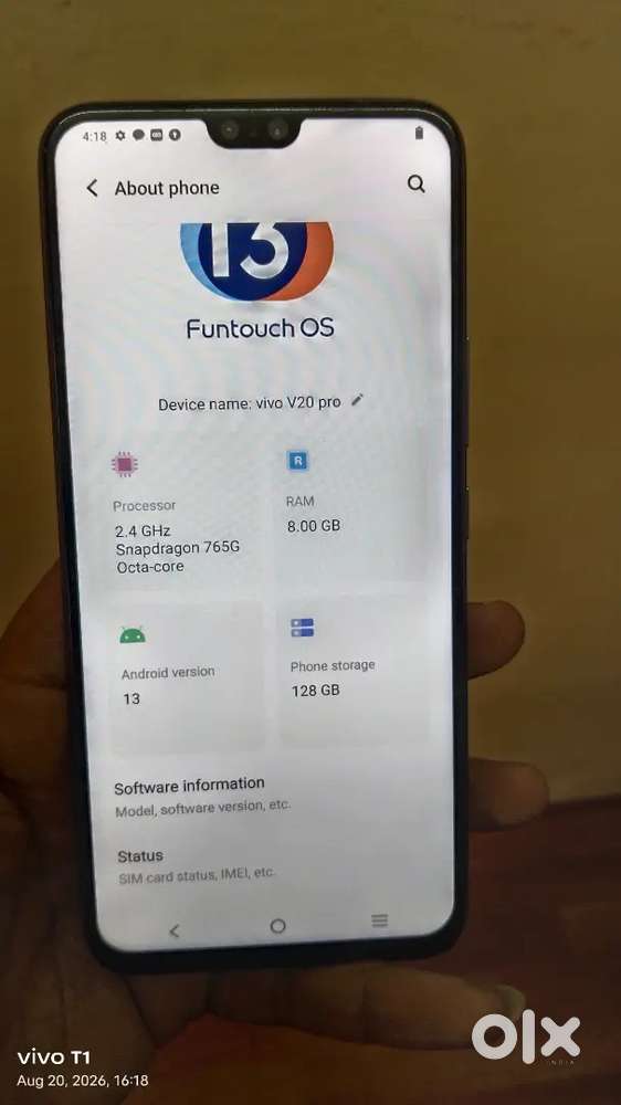 Vivo V20 pro 5g mobile 8/128