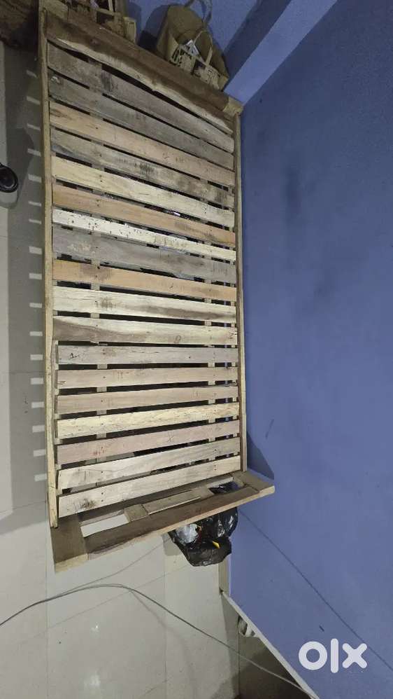 Wooden single bed,  Fan, Mattress