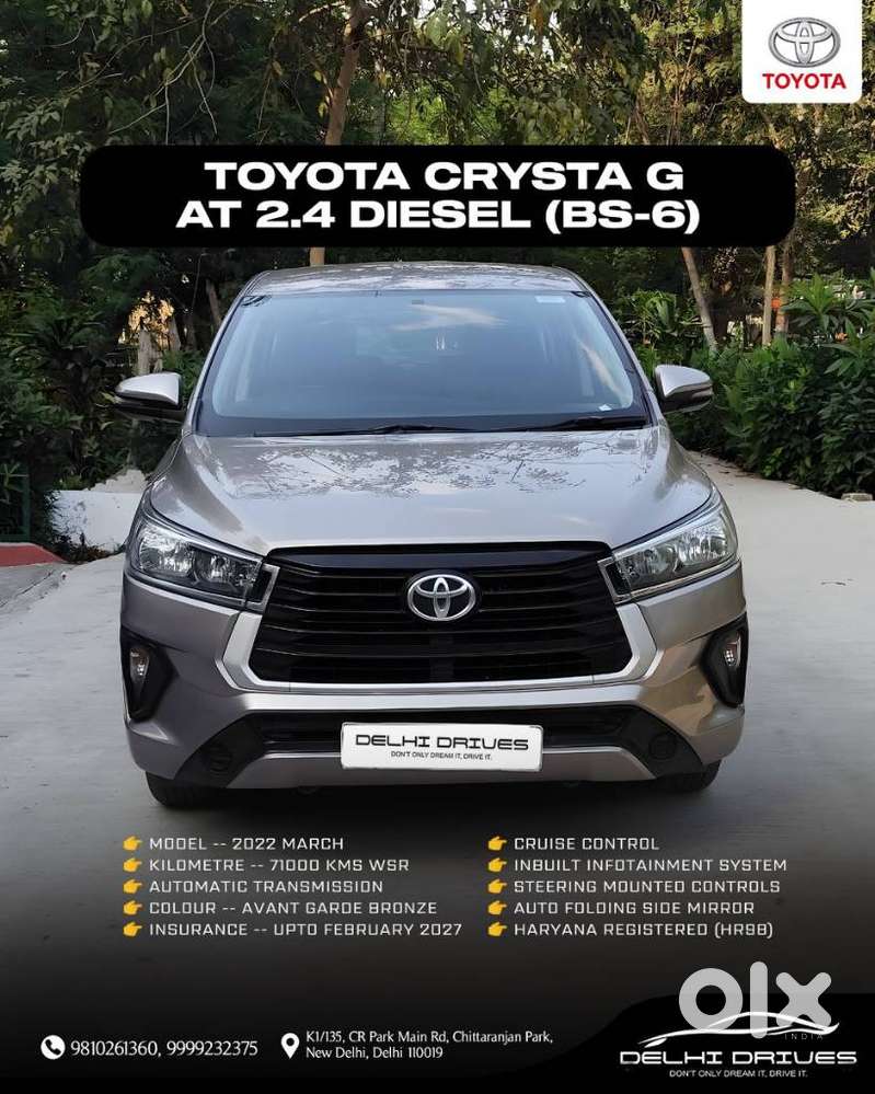 Toyota Innova Crysta [2020-ongoing] 2.4 Gx At 7 Str, 2022, Diesel