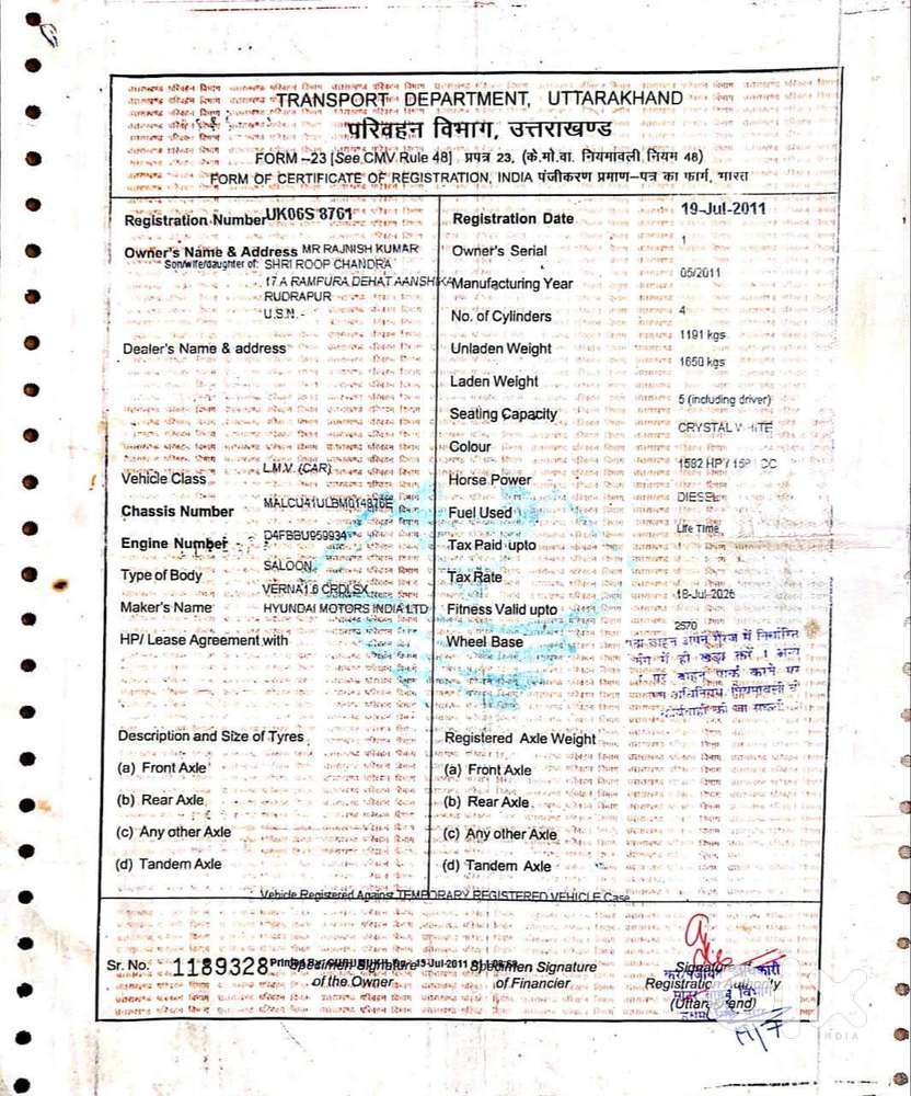 Hyundai Verna 2011 Diesel 65000 Km  Driven