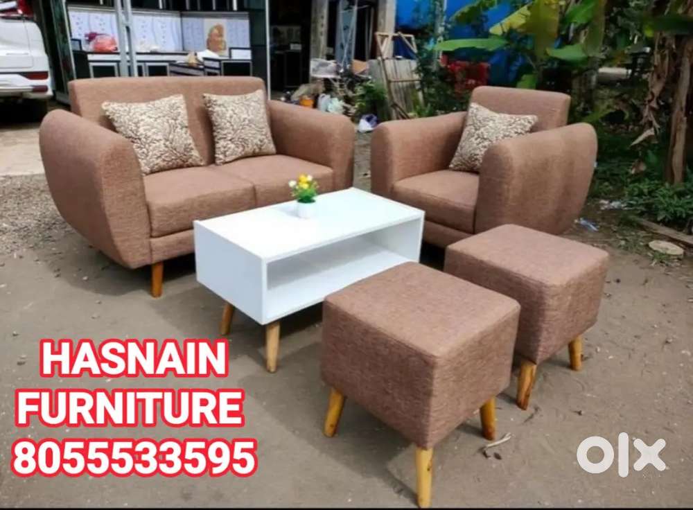HASNAIN FURNITURE New designer 3+2 sofa set With center table & puffy