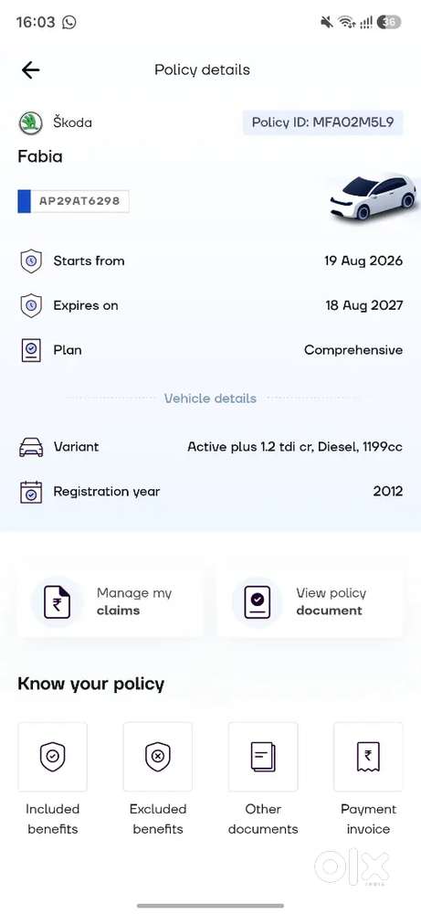 Skoda Fabia Diesel 2012 Manual