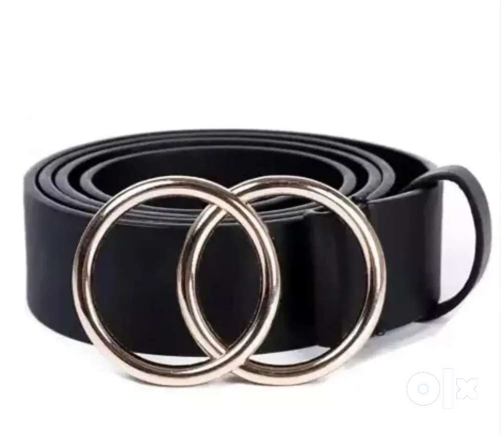 Satyam Belts Black Double Ring Faux Leather Belt For Women's