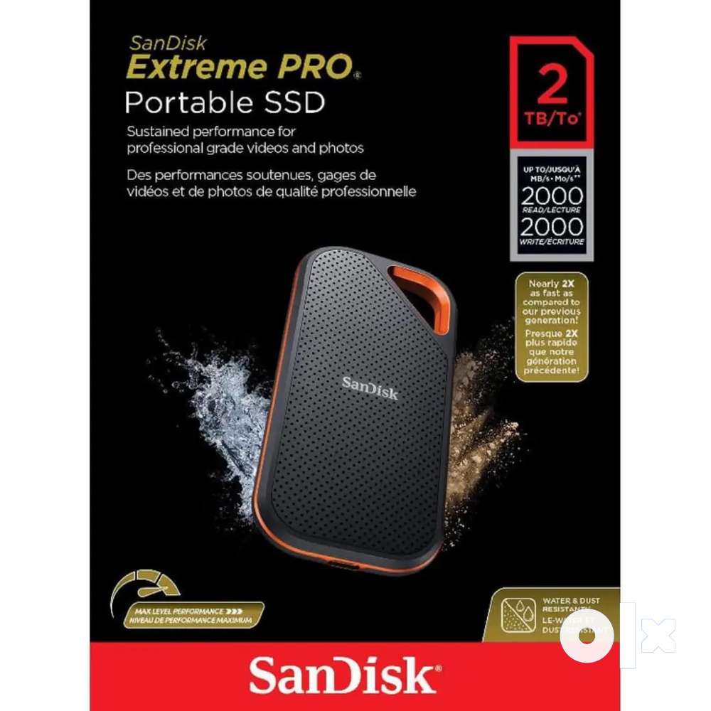 Sandisk on sale extreme pro portable ssd 2tb new unopened, up to 2000 mb/s