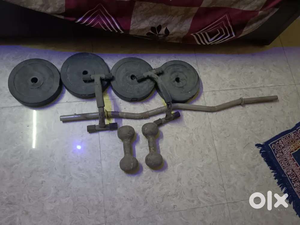 5kg ki char palet h aur 5 kg ka Dambal hai rod hai dips mane wala hai