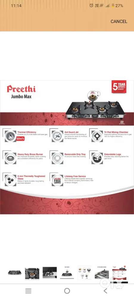 Philips Preeti 4 burner jumbo max gas stove - Kitchen & Other
