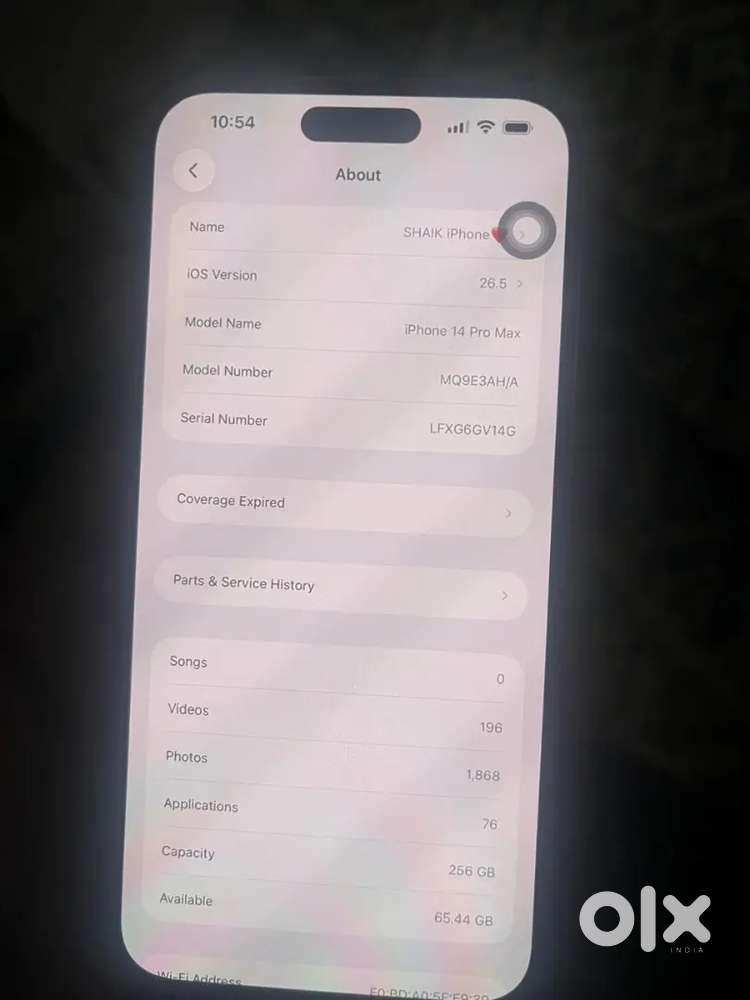 I phone 14 proax 256gb only mobile back glass crack