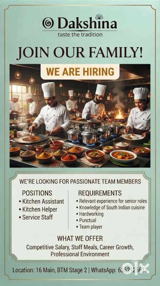 Kitchen assistant and kitchen helper ( cleaning and dish washing)