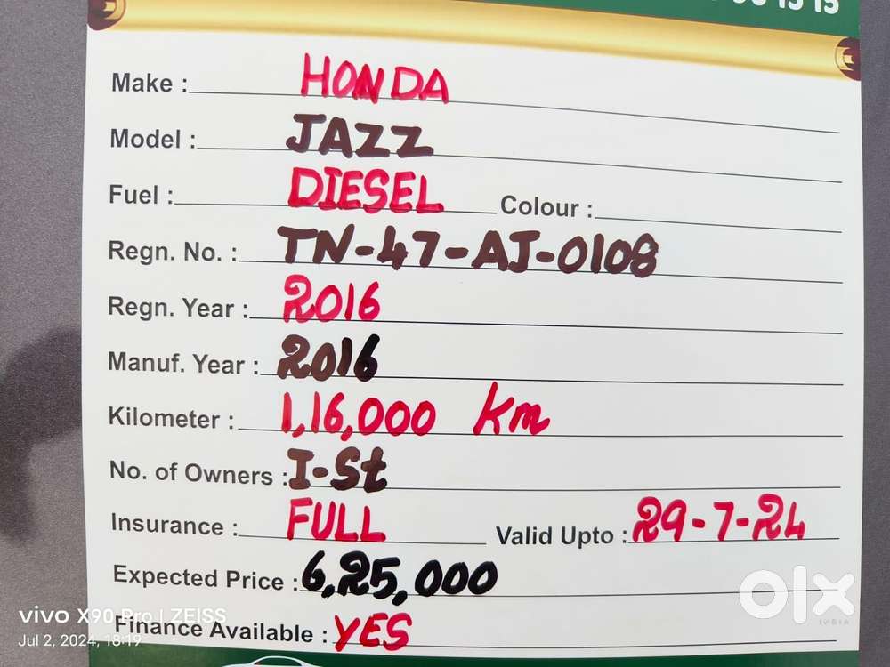 Honda Jazz V Diesel, 2016, Diesel