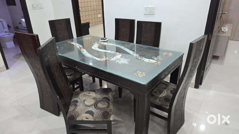 6-Seater Dining Table Set with Glass Top &ndash; For Sale