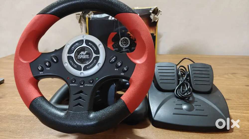 Ant Esports GW170 Racing Steering Wheel with Pedals, 180° Rotation, Co