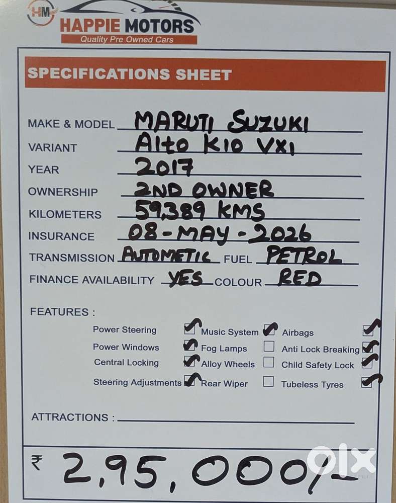 Maruti Suzuki Alto K10 Vxi Amt, 2017, Petrol