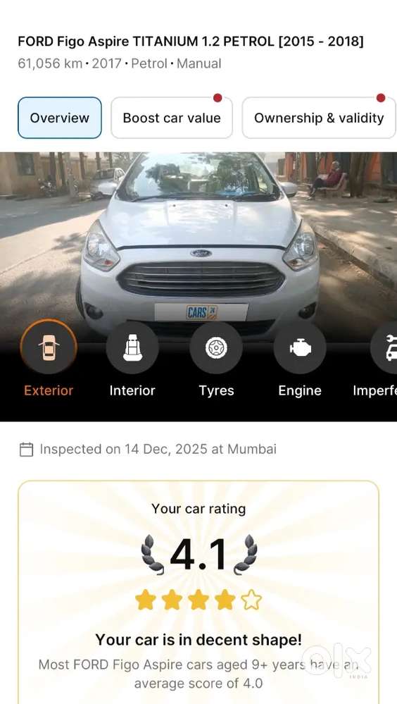 Ford Aspire 2017 Titanium/single Driven New Tyresinsurance 2027