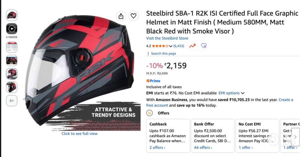 Steelbird Sba-1 R2k Motorbike Helmet