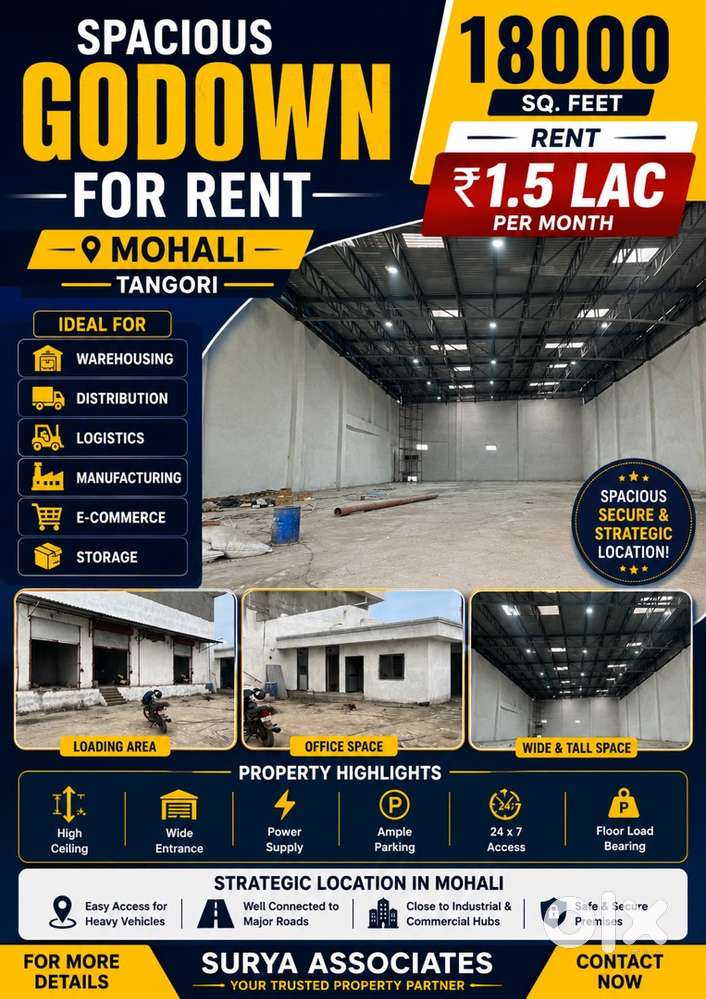 18000 sq feet godown for rent mohali