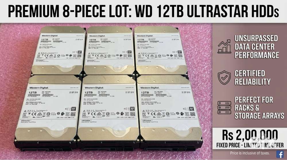 96TB SAS Storage Bundle: 8x 12TB WD Ultrastar LSI 9361-8i RAID + Cable