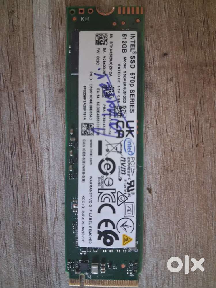 Intel  512GB NVMe SSD PCIe Gen3