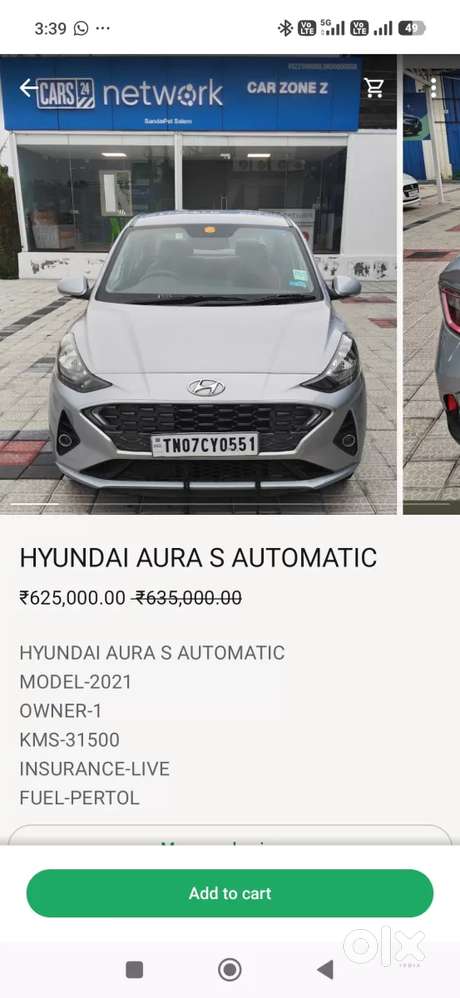 Hyundai Aura 1.2 S Petrol Amt, 2021, Petrol