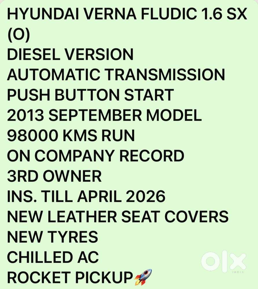 Hyundai Fluidic Verna 1.6 Crdi Sx Automatic, 2013, Diesel