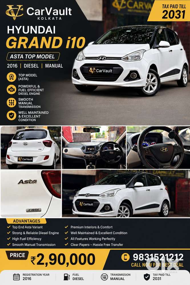 Hyundai Grand I10 Asta 1.1 Crdi (o), 2016, Diesel