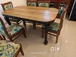 6 seater teak wood Dining table with 6 wooden chair