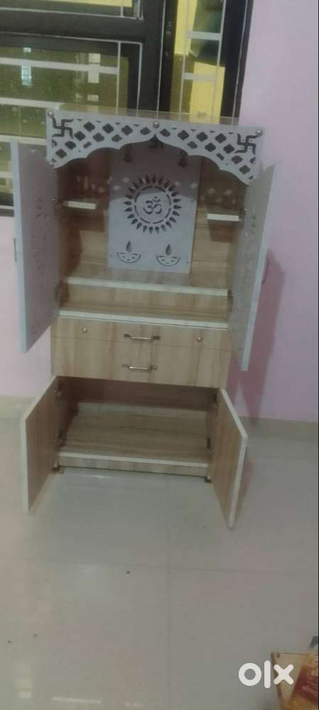 Wooden Pooja Mandir with Storage