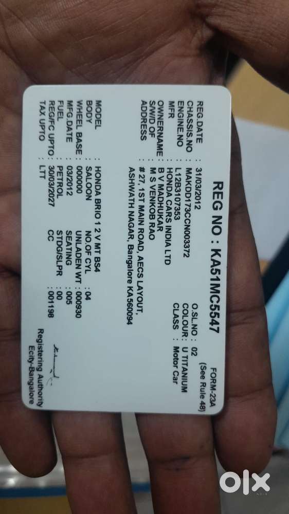 Honda Brio 2011-2013 V Mt, 2012, Petrol