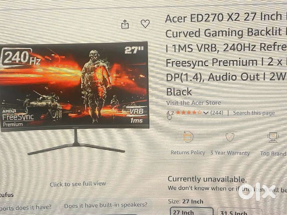 Acer ED270 X2 27 Inch Full HD