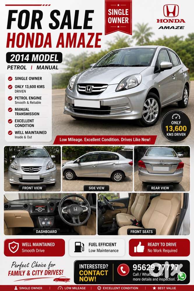 Honda Amaze 2014 Year Done Only 13,600kms
