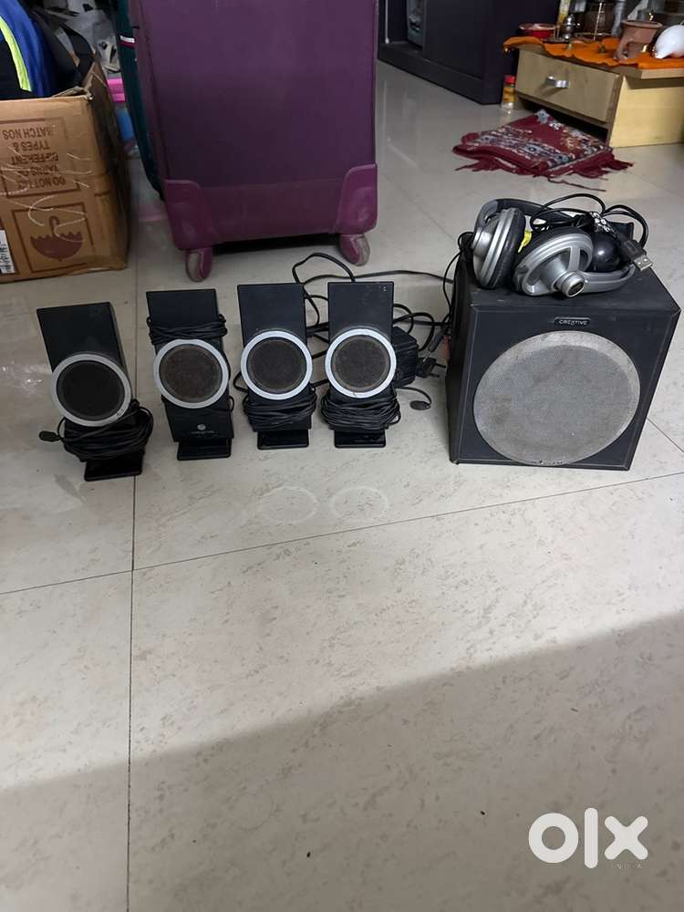 Creative 5.1 boofer speakers, headphone with mic.”mic, webcam