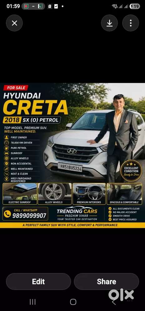 Hyundai Creta 1.6 Sx Plus, 2018, Petrol