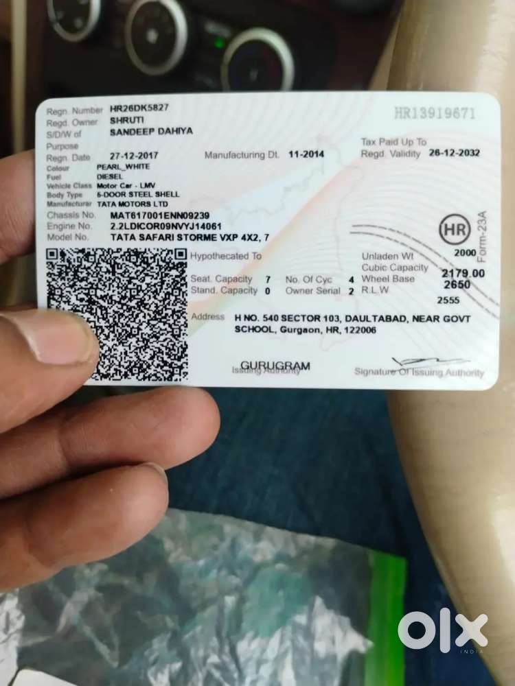 Tata Safari Storme 2017 Diesel Manual 100060 Km