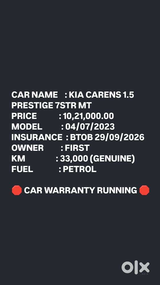 Kia Carens 1.5 Prestige 7 Str, 2023, Petrol