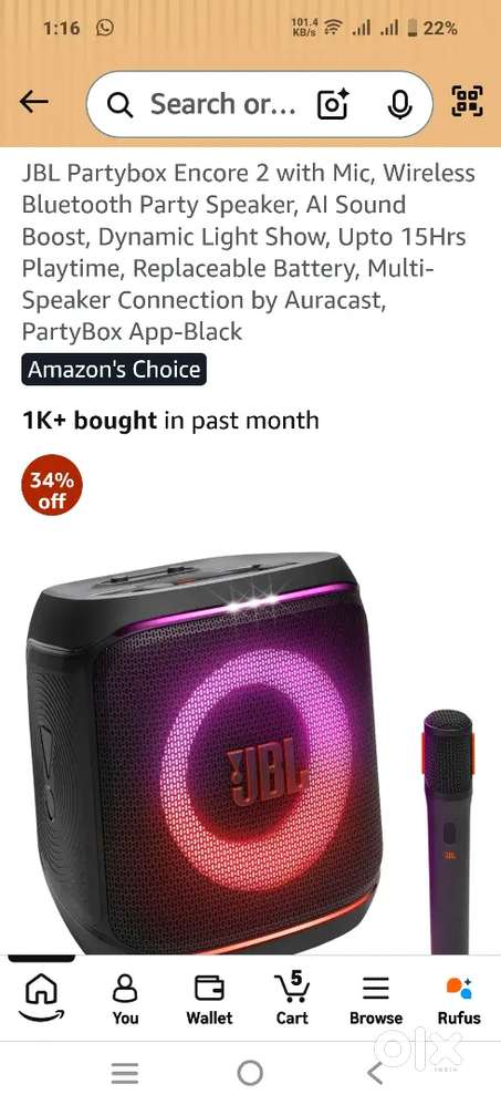JBL PARTYBOX ENCORE 2 WITH JBL  MIKE
