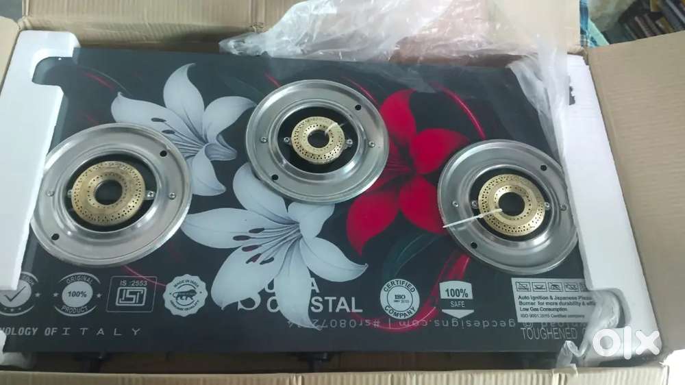 Surya Crystal 3 Burner Glass Top Gas Stove - Kitchen & Other Appliances ...