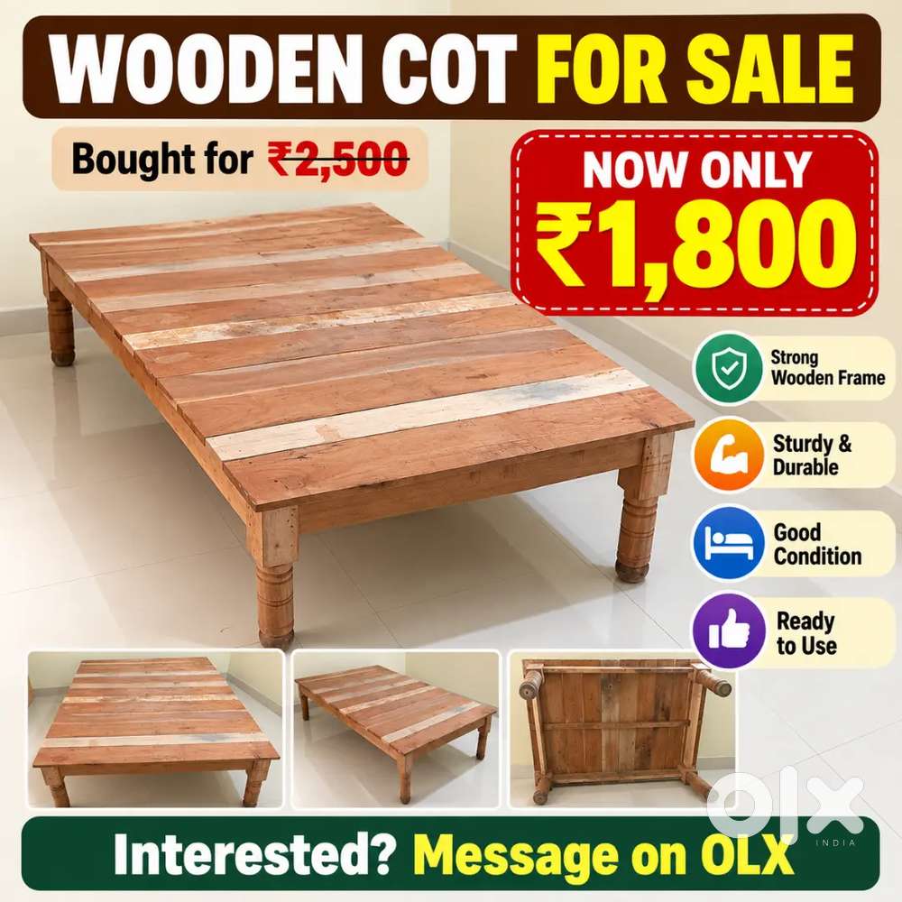 Wooden Cot for Sale &ndash; ₹1,800