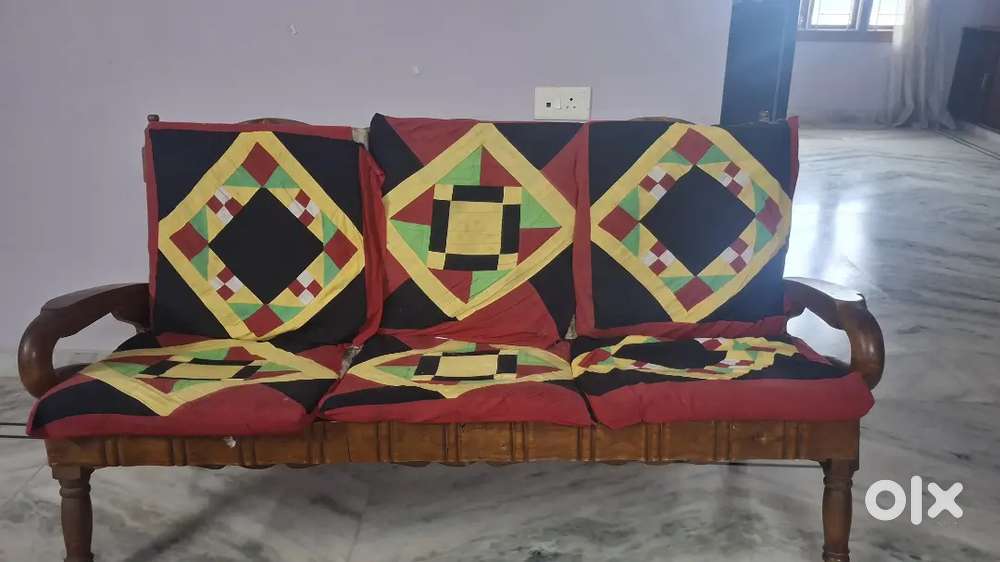 Traditional Solid Wooden Sofa Set – 3 Seater + 2 Armchairs