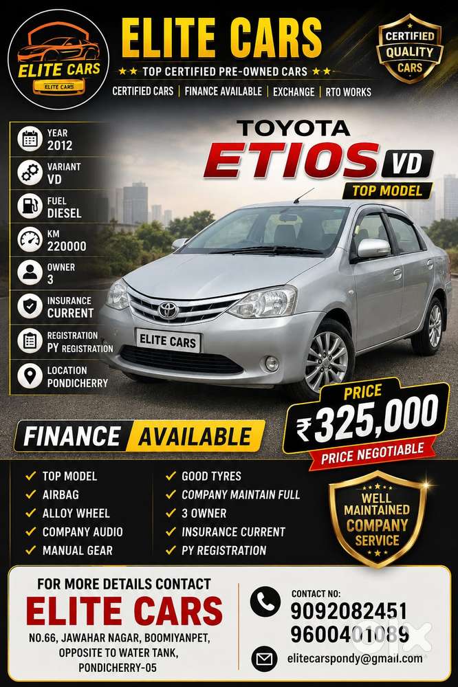 Toyota Etios Vd, 2012, Diesel